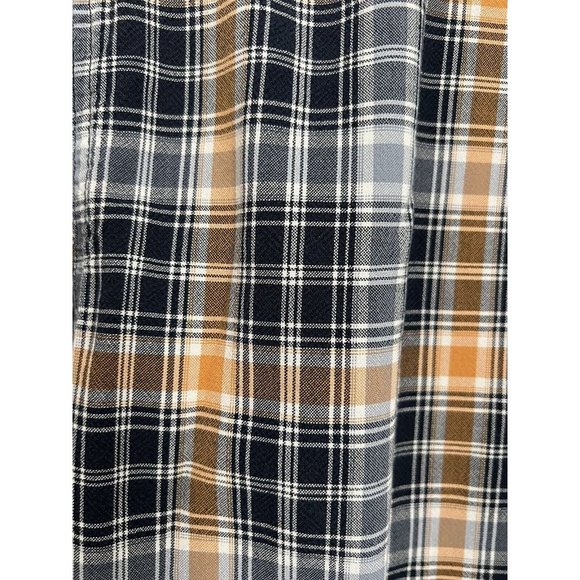 Carhartt Shirt Men's Large Button-Up Short Sleeve Cotton Casual Plaid Navy Gold - Picture 5 of 9